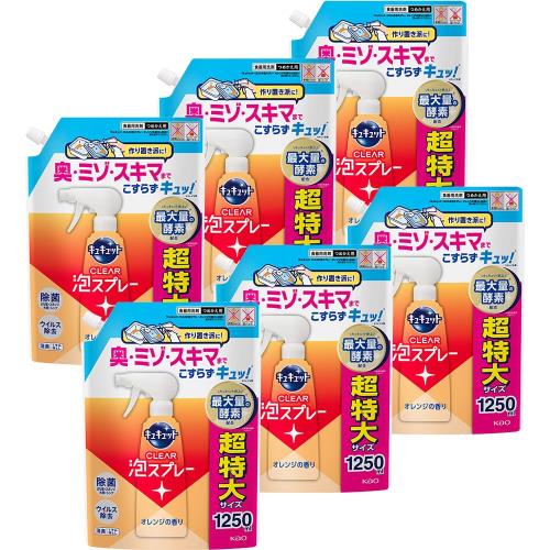 キュキュット 容れもの売りわたす大電気容量 CLEAR泡吹きつける オレンジ色の芳ばしさ つめかえ用 1250竓×6個