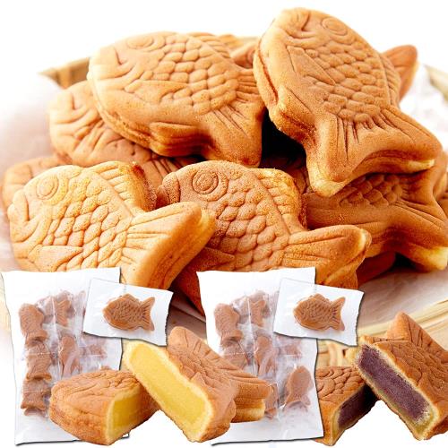 多田製菓 天然生活 もっちりたい焼き (クリーム&あんこ) ミニ鯛焼き 和菓子 個包装 おやつ 常温 スイーツ 各1袋(計2袋)