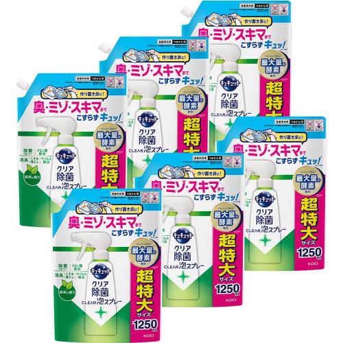 キュキュット 容れもの売りわたす大静電容量 せつ然たる除菌CLEAR泡吹きつける緑茶の芳ばしさ つめかえ用 1250竓×6個