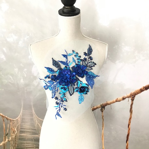 楽天市場】モチーフレース レースモチーフ 花 ブルー レオタード ペア