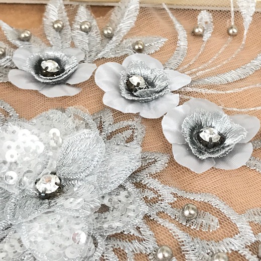 楽天市場 モチーフ シルバー 花 モチーフ 装飾 衣装 レオタード ビース付き スパンコール バトン ダンス 新体操 手作り 手芸 ハンドメイド Elisabeth Smile Craft Shop