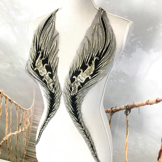 楽天市場 バトン レオタード 衣装 モチーフ 羽根 フェザー 黒 ゴールド サルサ ダンス衣装 バレエ衣装 服飾 社交ダンス 装飾 Elisabeth Smile Craft Shop