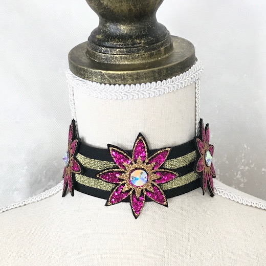 チョーカー フラワーチョーカー ピンク レディース キラキラ 花付き アクセサリー レース ネックレス ダンス チョーカー 社交ダンス カラオケ イベント 首輪 Giosenglish Com