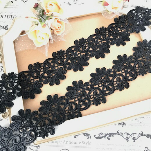 楽天市場 ケミカルレース リボン 衣装 手芸 花柄 チュチュレース 衣装レース 素材 黒 ブラック トリム 手作り 装飾 バレエ衣装 Elisabeth Smile Craft Shop