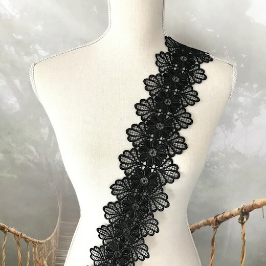 楽天市場 レース 花 幅広 手芸 ケミカルレース 黒 花柄 フラワーレース 衣装 素材 材料 レオタード バトンモチーフ Elisabeth Smile Craft Shop