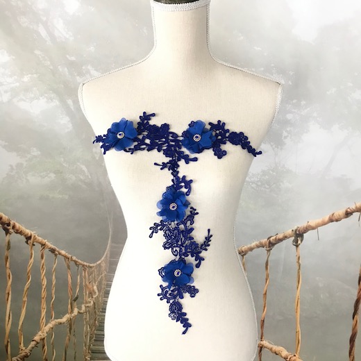 楽天市場 モチーフレース レオタード バトン 手作り衣装 花 ストーン付き ブルー フラワーモチーフ Elisabeth Smile Craft Shop