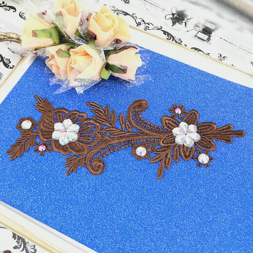 バトン 衣装 モチーフ 花 レースレース モチーフ 新体操 衣装モチーフ レオタードモチーフ バトンモチーフ ブラウン ストーン付き Crunchusers Com