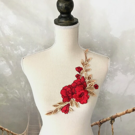 楽天市場】モチーフ バラ ローズ レースモチーフ 赤 薔薇 刺繍モチーフ