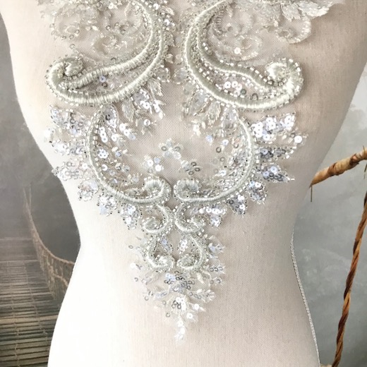 楽天市場 衣装 装飾 ウエディング モチーフ ビーズ付き 服飾 チュールモチーフ ダンス衣装 バレエ衣装 ブライダル レースモチーフ 刺繍モチーフ ホワイト シルバー 衣装モチーフ Elisabeth Smile Craft Shop