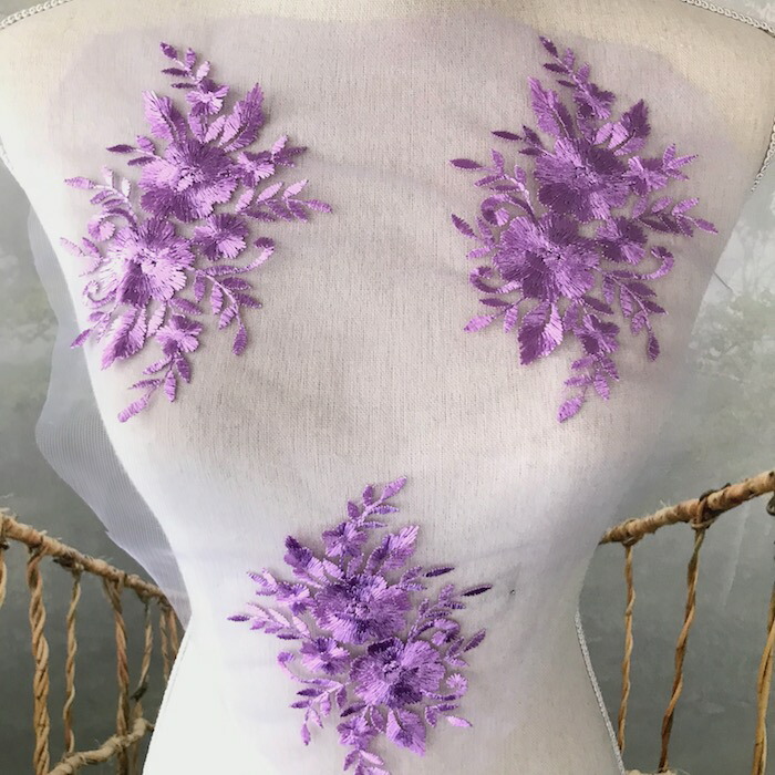 バトン レオタード モチーフ 衣装 花 チュールモチーフ 花モチーフ パープル 紫 レースモチーフ バレエ衣装 装飾 新体操 舞台衣装 Marcsdesign Com