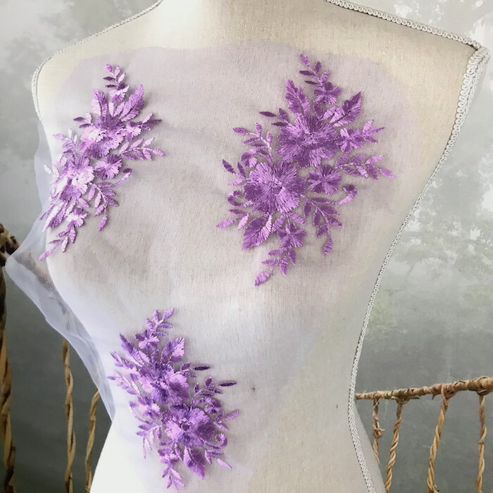 バトン レオタード モチーフ 衣装 花 チュールモチーフ 花モチーフ パープル 紫 レースモチーフ バレエ衣装 装飾 新体操 舞台衣装 Marcsdesign Com