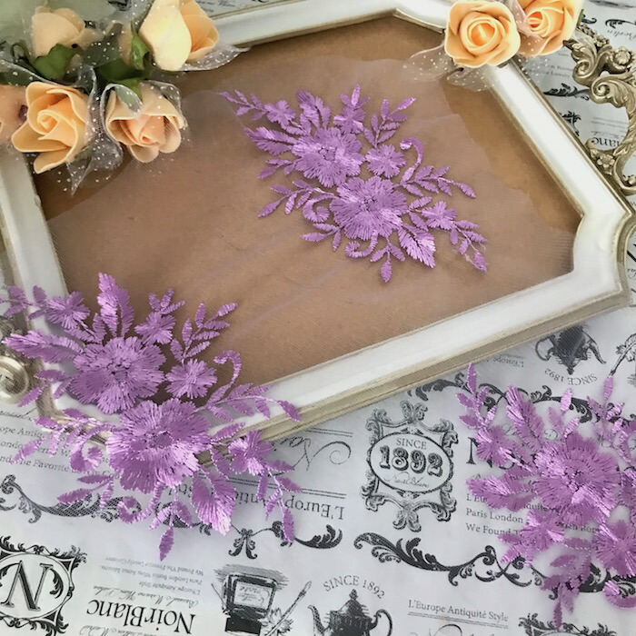 バトン レオタード モチーフ 衣装 花 チュールモチーフ 花モチーフ パープル 紫 レースモチーフ バレエ衣装 装飾 新体操 舞台衣装 Marcsdesign Com