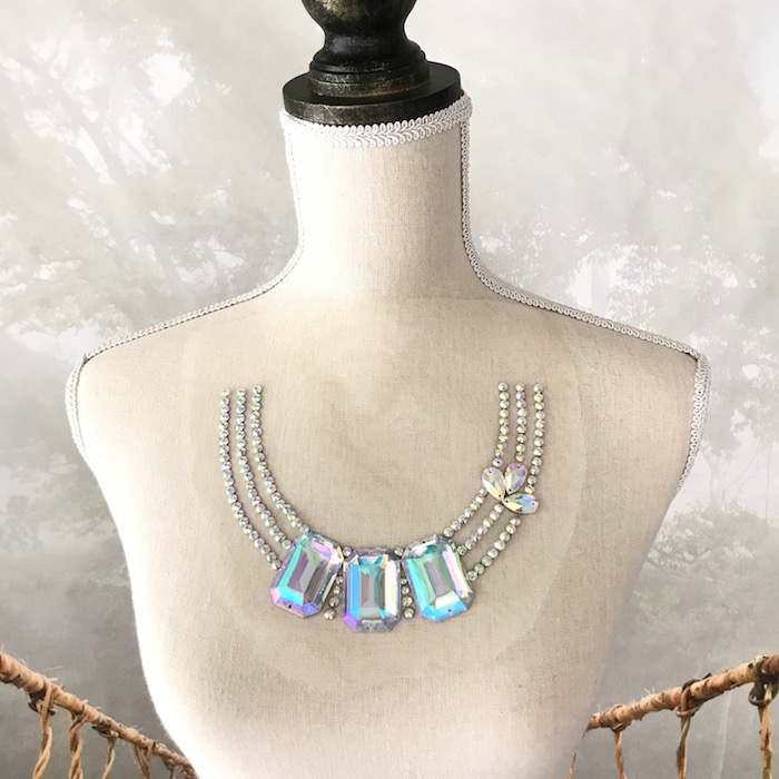 ネックライン ラインストーンモチーフ 衣装モチーフ モチーフ 衣装 バトン レオタード 花 服飾 ネックモチーフ 新体操 ダンス衣装 Abオーロラ Cdm Co Mz