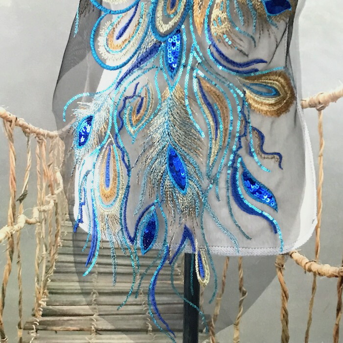 楽天市場 バトン レオタード スパンコールモチーフ フェザーモチーフ 孔雀 クジャク 羽根 チュールモチーフ 衣装 ダンス衣装 装飾 モチーフ 装飾 手作り バトントワリング 服飾 装飾 ブルー ゴールド Elisabeth Smile Craft Shop