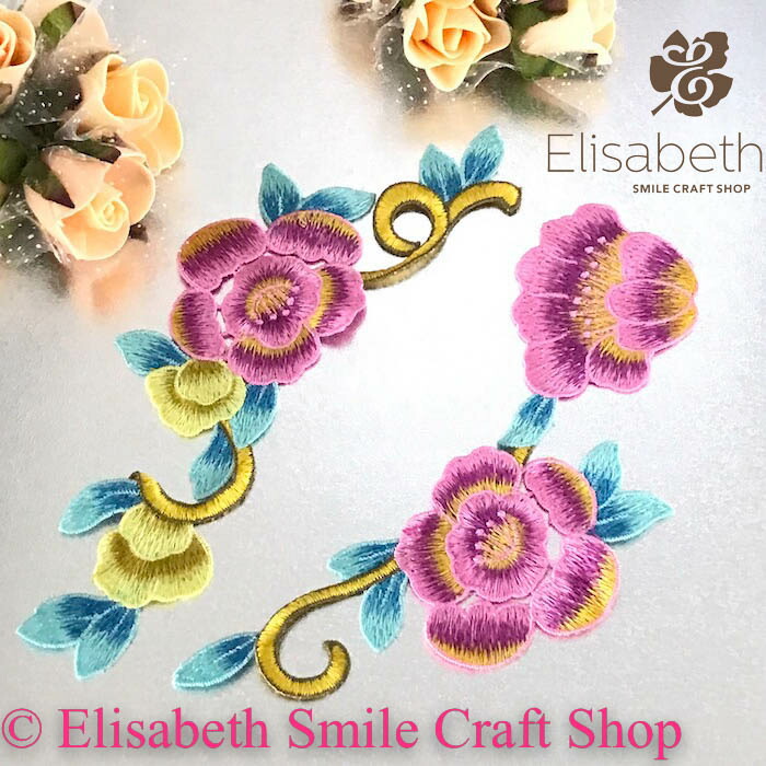 バラ刺繍パッチンピン♡むらさき バラ刺繍パッチンピン♡むらさき