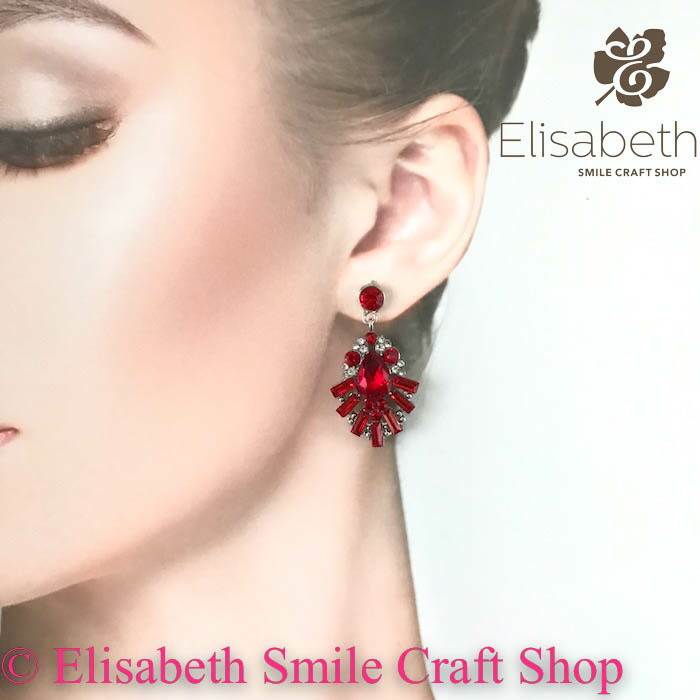 楽天市場】ピアス 赤 ラインストーン ピアス イヤリング ライン