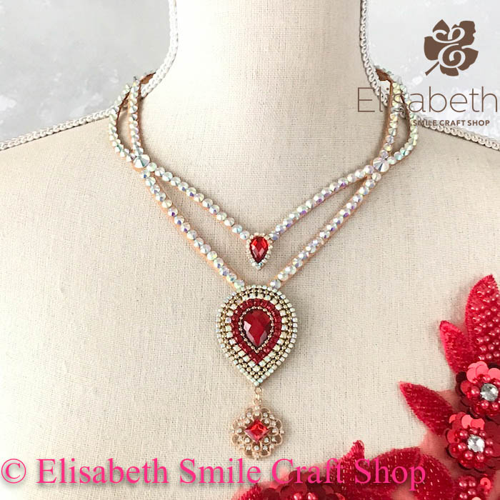 濃いピンク＆赤ネックレス　社交ダンス☆ベリーダンス en20-1-401503.jpg