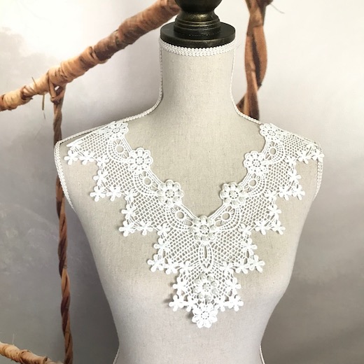 楽天市場 ネックラインモチーフ ネックラインレース つけ襟 手芸 レースネックライン モチーフ 花模様 白 装飾 手作り衣装 ダンス衣装 ホワイト Elisabeth Smile Craft Shop