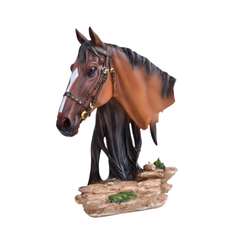 馬の頭の像の飾り ホームデコレーション 樹脂製の置物 動物の彫刻 リビングルーム デスク 本棚 新築祝い 記念日