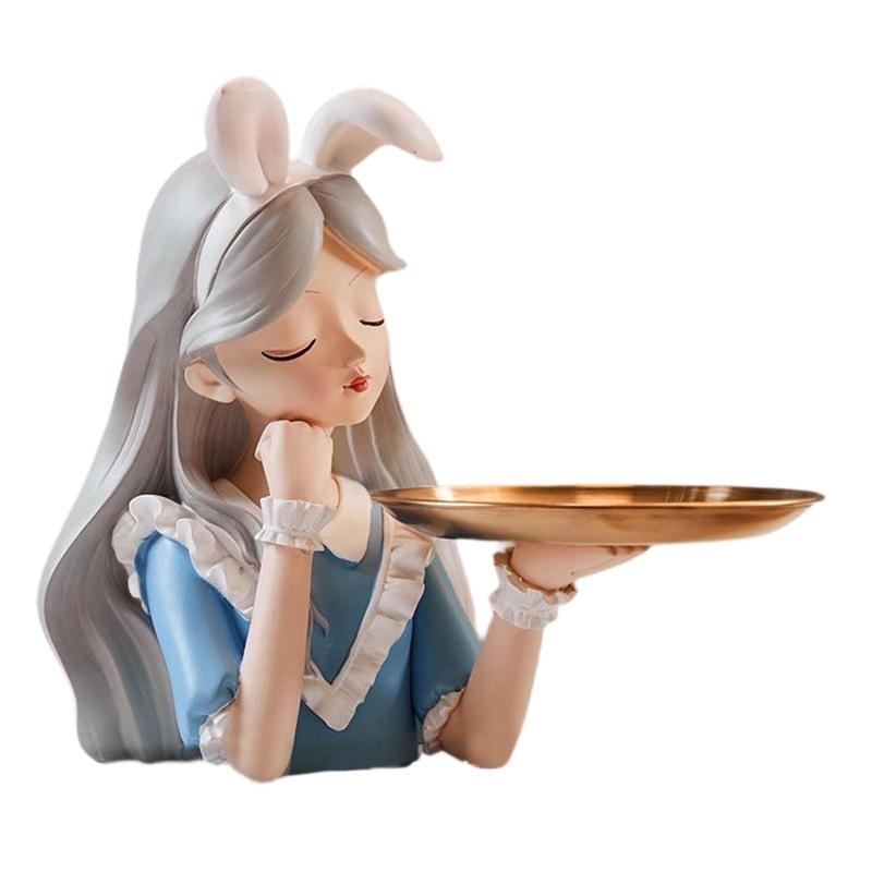 女の子の像の置物 エレガントな収納容器付き 飾り 乙女の彫刻 玄関ホール 廊下 アパート リビングルーム用