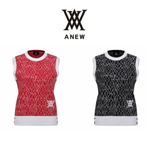 アニュー ゴルフ WOMEN SP ロゴタイプ行動様式 編み物より良い 2025年ひな形 ANEW WOMEN SP LOGO PATTERN KNIT VEST 貨物輸送無料 AGFSWKV03