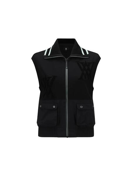 アニュー ゴルフ ウィメンズ ロゴタイプ尖んがり 編み物より良い ANEW WOMEN FA LOGO POINT KNIT VEST 貨物輸送無料 AGFFWKV02BK