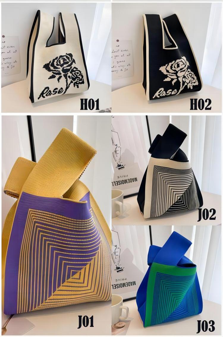 夏ニット トートバッグ レディース 軽量 ニットバッグ トートバッグ