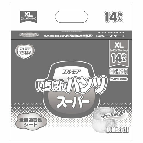 エルモア エルモアいちばん ズボン下 百貨店 ホスピタル/併設用 XL 14枚 (6容器に並べる入) 成年者用紙おむつ ズボン下手合い たっぷり吸い入れる手合い 男女共用