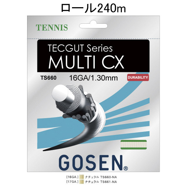 GOSEN(ゴーセン) テックガット マルチ CX 17/TECGUT MULTI CX 17/240mロール テニス ガット(ロール) TS6612-NA|EL Store 店