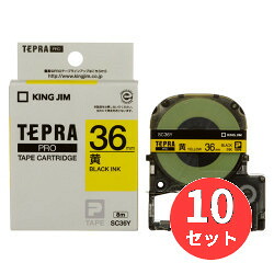 【10個セット】キングジム(KING JIM) PROテープカートリッジ カラーラベル(パステル) SC36Y 36mm幅 黄/黒文字 【まとめ買い】