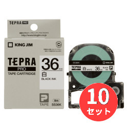 【10個セット】キングジム(KING JIM) PROテープカートリッジ 白ラベル SS36K 36mm幅 白/黒文字 【まとめ買い】