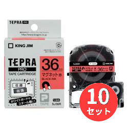 【10個セット】キングジム(KING JIM) PROテープカートリッジ マグネットテープ SJ36R 36mm幅 赤/黒文字 【まとめ買い】