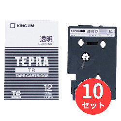 【10個セット】キングジム(KING JIM) TRテープカートリッジ 透明ラベル TT12K 12mm幅 透明/黒文字 【まとめ買い】