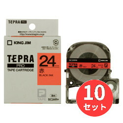 【10個セット】キングジム(KING JIM) PROテープカートリッジ カラーラベル(パステル) SC24R 24mm幅 赤/黒文字 【まとめ買い】