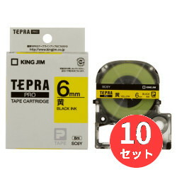 【10個セット】キングジム(KING JIM) PROテープカートリッジ カラーラベル(パステル) SC6Y 6mm幅 黄/黒文字 【まとめ買い】
