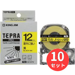 【10個仕掛ける】第一人者体育館(KING JIM) PRO磁気テープ薬莢 室外に揺るぎない下げ札 SC12YV 黄/黒文字 12粍幅 【まとめ買い】
