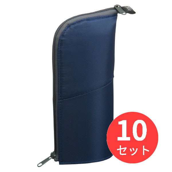 【10個セット】コクヨ ペンケース〈ネオクリッツ〉ネイビー×ブルー F-VBF180-2【まとめ買い】