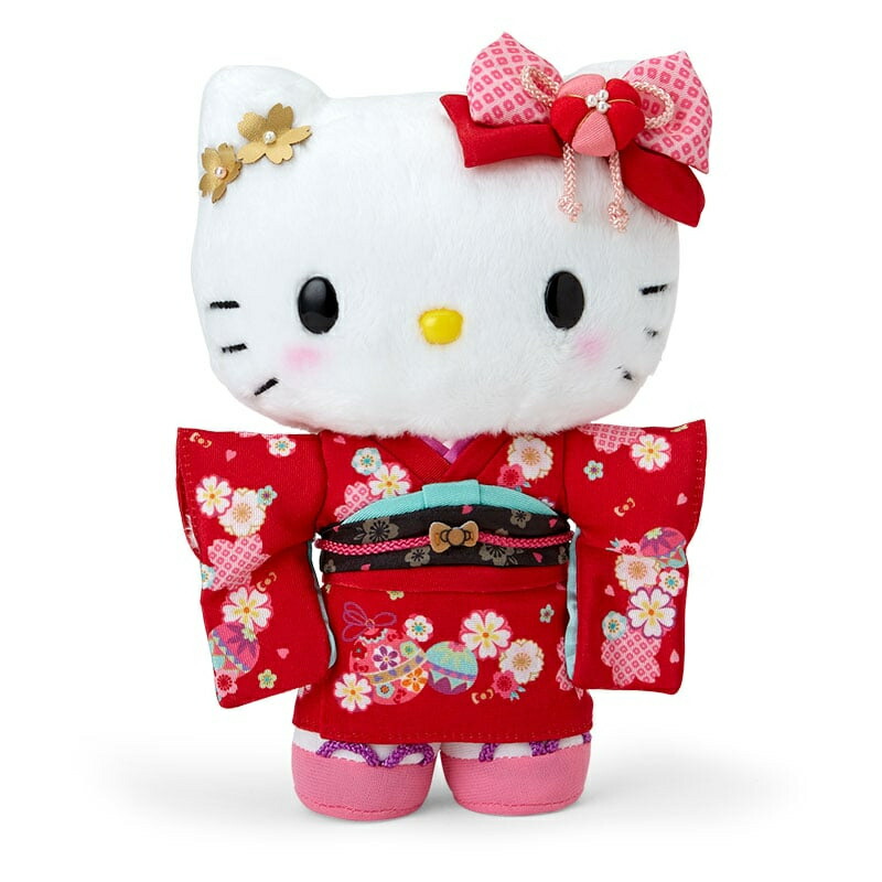 ハローキティ 和服スタイル ぬいぐるみセット 楽天市場】ハローキティ ぬいぐるみ 着物 和風 豪華な和柄の着物