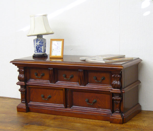 【楽天市場】アジアン家具 送料無料 ローチェスト テレビ台 TV台 ローボード antique アンティーク家具 手彫り家具 アウトレット