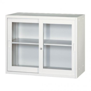 壁面収納家具/D:400・ホワイトタイプ 引違枠付ガラス戸上置専用/ラッチ仕様 H720 棚板1枚付 ALPSホワイト色 COM-UAJR4-W7