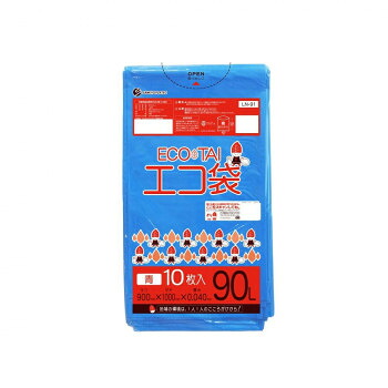 ECO TAI　エコ袋　90L LN-91 青 10枚&times;30冊｜ELMONO（家具 ラグ カーペット）
