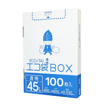 エコ袋BOX　45L HK-430 透明 100枚×6小箱