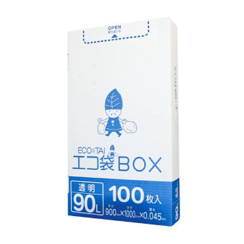 エコ袋BOX 90L HK-980 透明 100枚×3小箱|ELMONO(家具 ラグ カーペット)