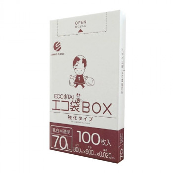 エコ袋BOX 70L 強化タイプ BX-740 乳白半透明 100枚×5小箱|ELMONO(家具 ラグ カーペット)