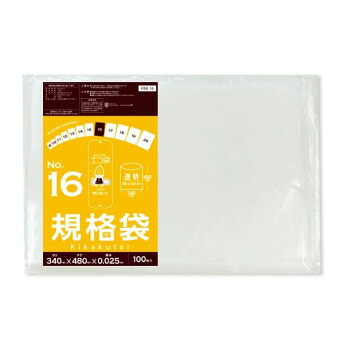 ECO TAI　エコ袋　No.16　規格袋 FBB-16 透明 100枚&times;25冊｜ELMONO（家具 ラグ カーペット）