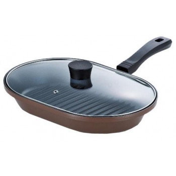 MARRONE CHEF(マローネシェフ)　IH対応　ガラス蓋付お手軽魚焼パン　22×32cm　MM-9542