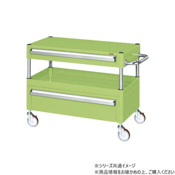サカエ CSパールワゴン中量タイプ 引出し付 グリーン CSP-6061ACNU｜ELMONO（家具 ラグ カーペット）