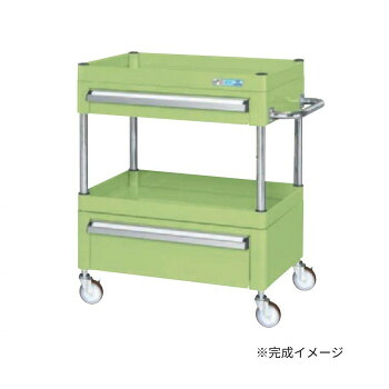 サカエ CSパールワゴン中量タイプ 引出し付 グリーン CSP-6072AC2NU