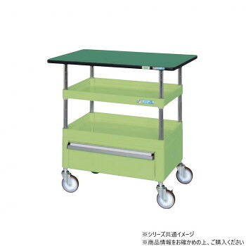 サカエ CSパールワゴン中量タイプ 引出し 天板付 グリーン CSP-7572CTESE