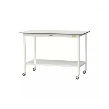 山金工業(YamaTec) SUPHC-1575TT-WW ワークテーブル150シリーズ 移動式 (H1036mm) 1500×750mm (全面棚板付)|ELMONO(家具 ラグ カーペット)